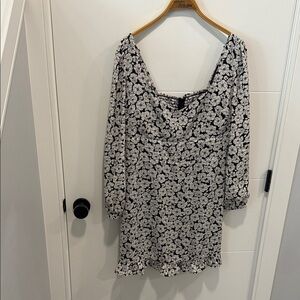 Dynamite Black Dress with White Floral Print size XL